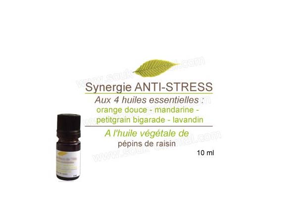 Synergie Anti-stress aux 4 huiles essentielles 10 ml