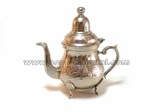 handmade carved white copper tea pot