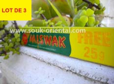 LOT DE 3 Dentifrice Dabur au miswak 50 gr + 25