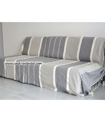 Pier sofa / bed Fouta XXL Light Grey striped Ivoire
