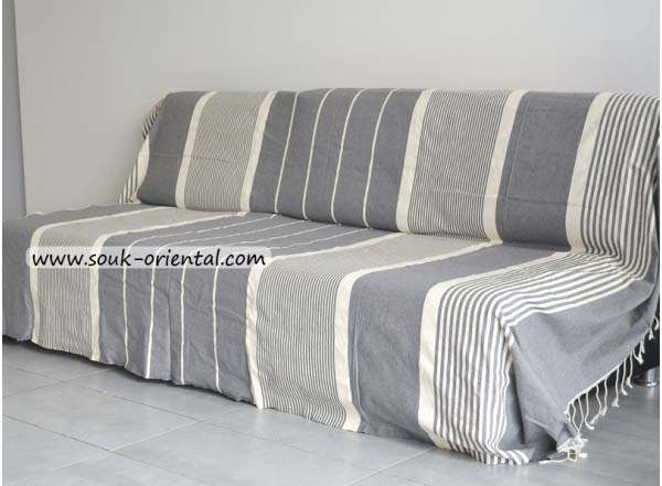 Pier sofa / bed Fouta XXL Light Grey striped Ivoire