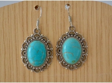 Boucles d'Oreille argentée Perle Turquoise