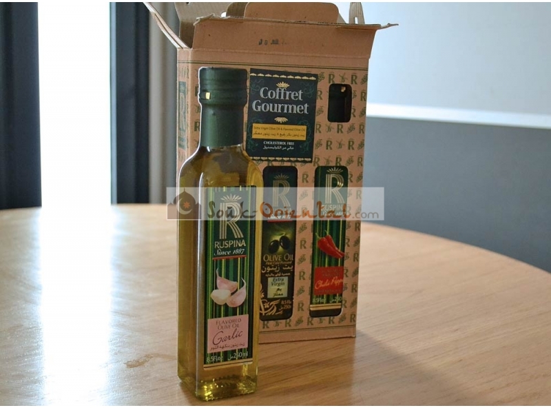 Coffret gourmet huile d'olive extra vièrge et huile d'olive aromatisée