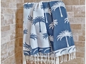 Serviette Fouta Jacquard Palmier Bleu Jean Drap de Hammam