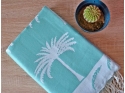 Serviette Fouta Jacquard Palmier Vert glaçon Drap de Hammam