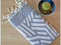 Serviette Fouta Jacquard Labyrinthe Gris Bleuté Drap de Hammam Serviette Fouta Jacquard Labyrinthe Gris Bleuté Drap de Hammam