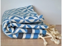 Serviette Fouta Jacquard Géométrique Bleu / Noir / Blanc Drap de Hammam