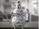 handmade carved white copper tea pot