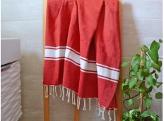 Serviette Fouta Jacquard Cactus Rouge Drap de Hammam