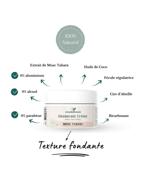 Déodorant Crème Naturel sans Aluminium – Musc Tahara – 50 g