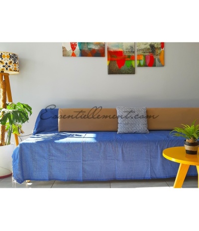 Jetée de canapé / lit Fouta XXL Bleu Roi Uni