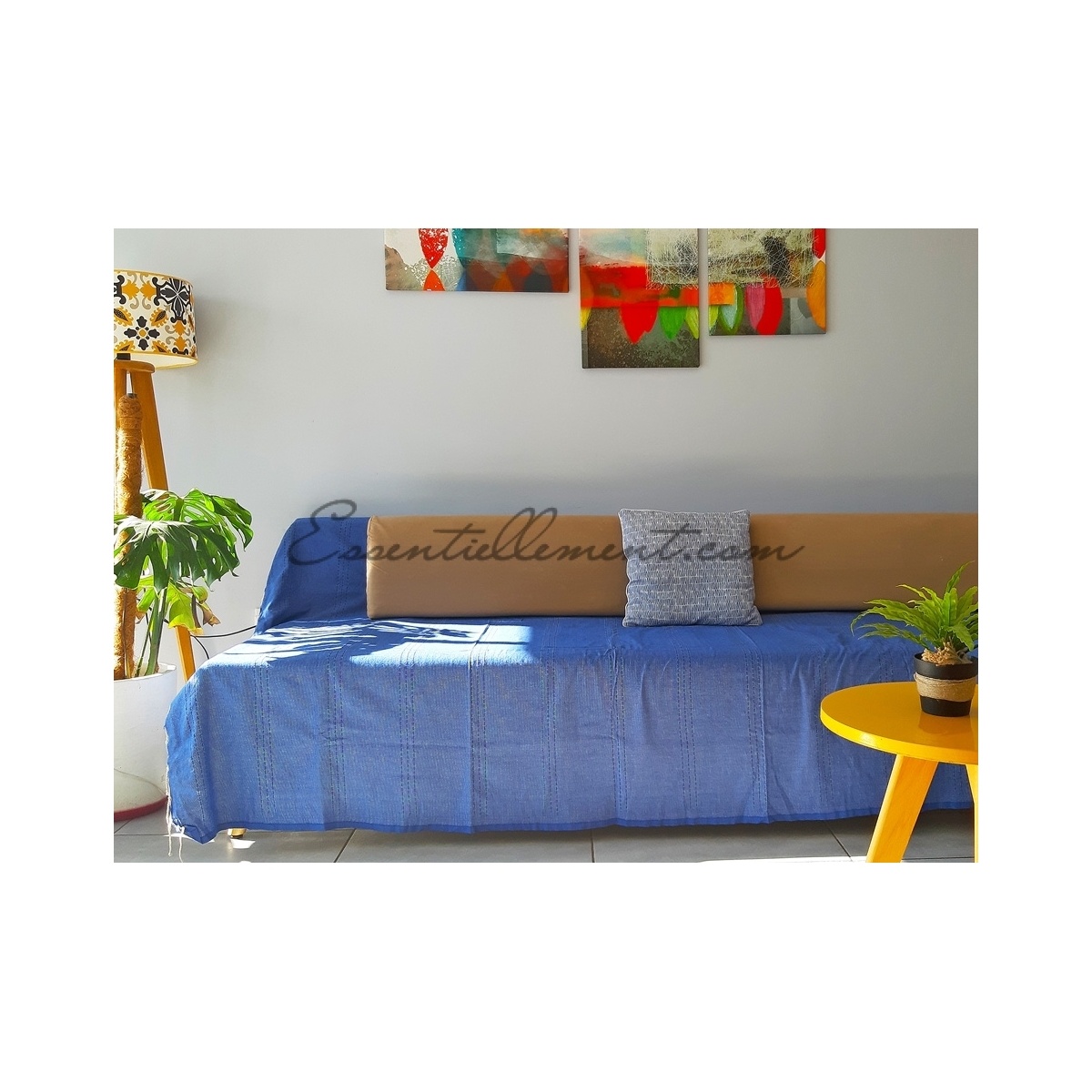Jetée de canapé / lit Fouta XXL Bleu Roi Uni
